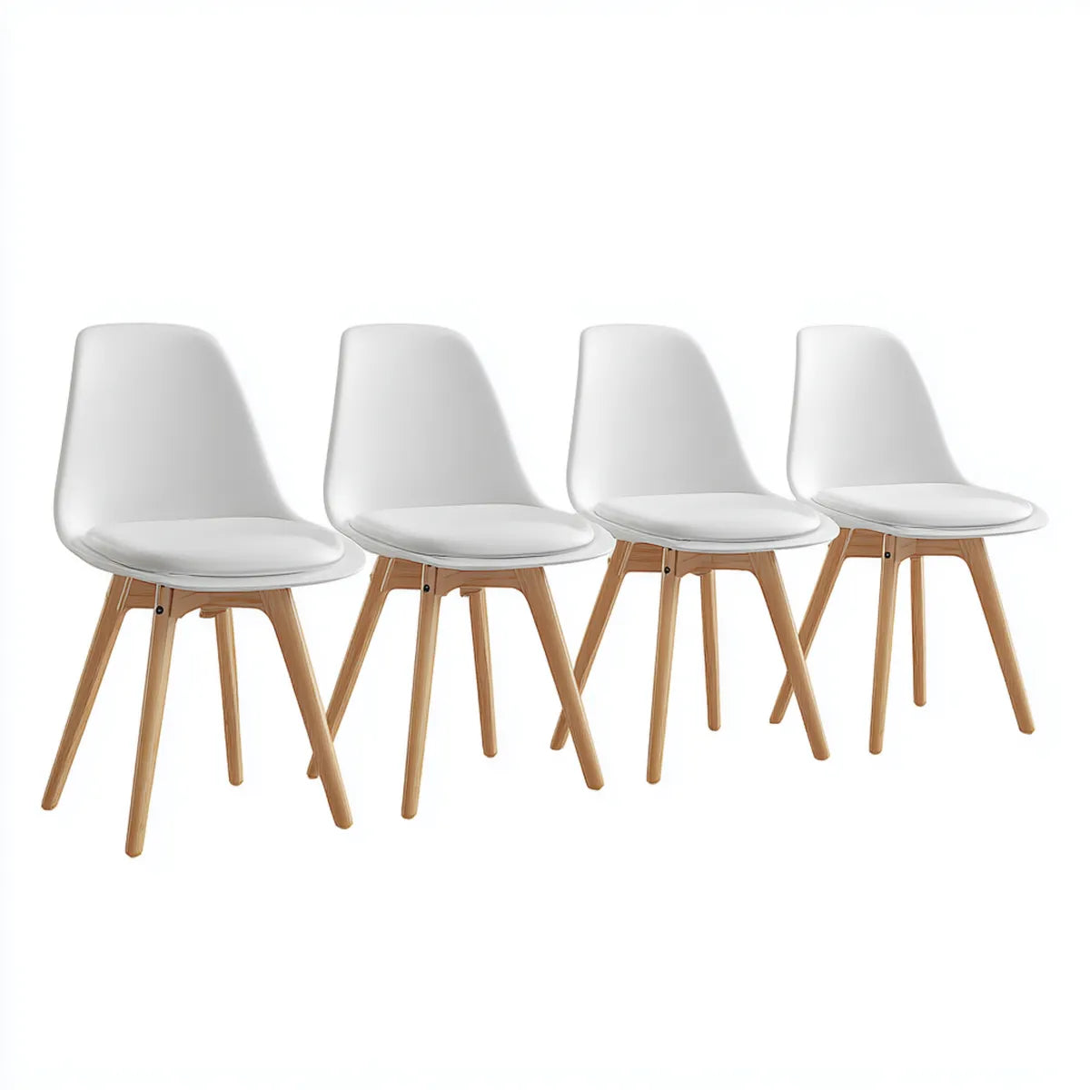 Lot de 4 chaises de salle à manger blanches 46 x 54 x 82 cm en polypropylène et hêtre avec assise arrondie