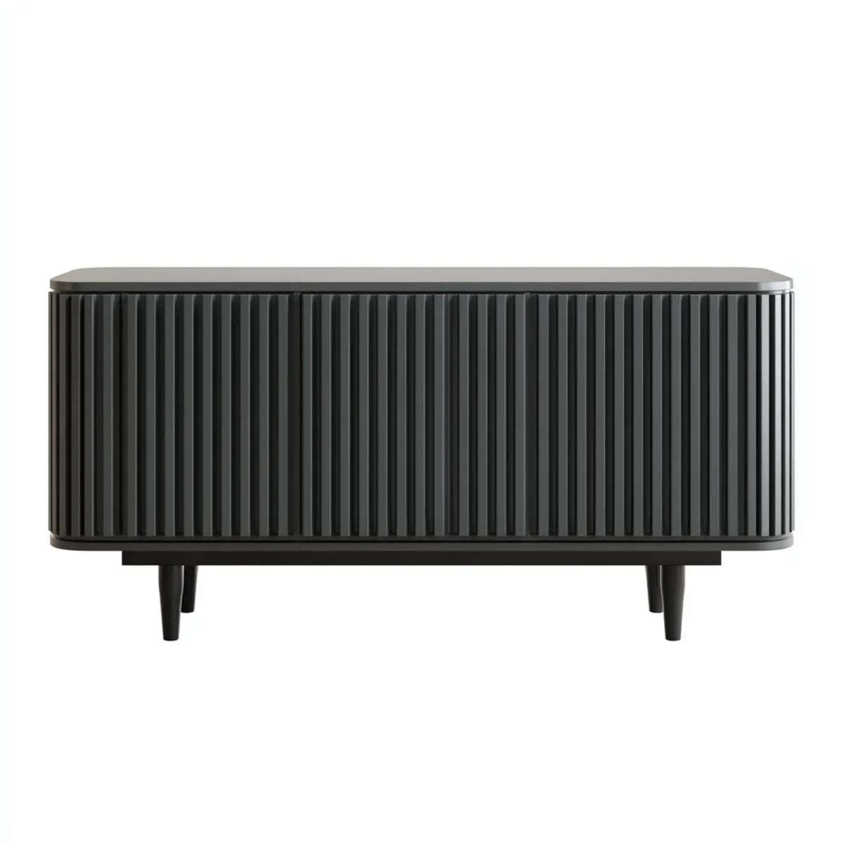 Buffet 4 portes noir 160 x 40 x 75 cm en panneaux MDF rectangulaire