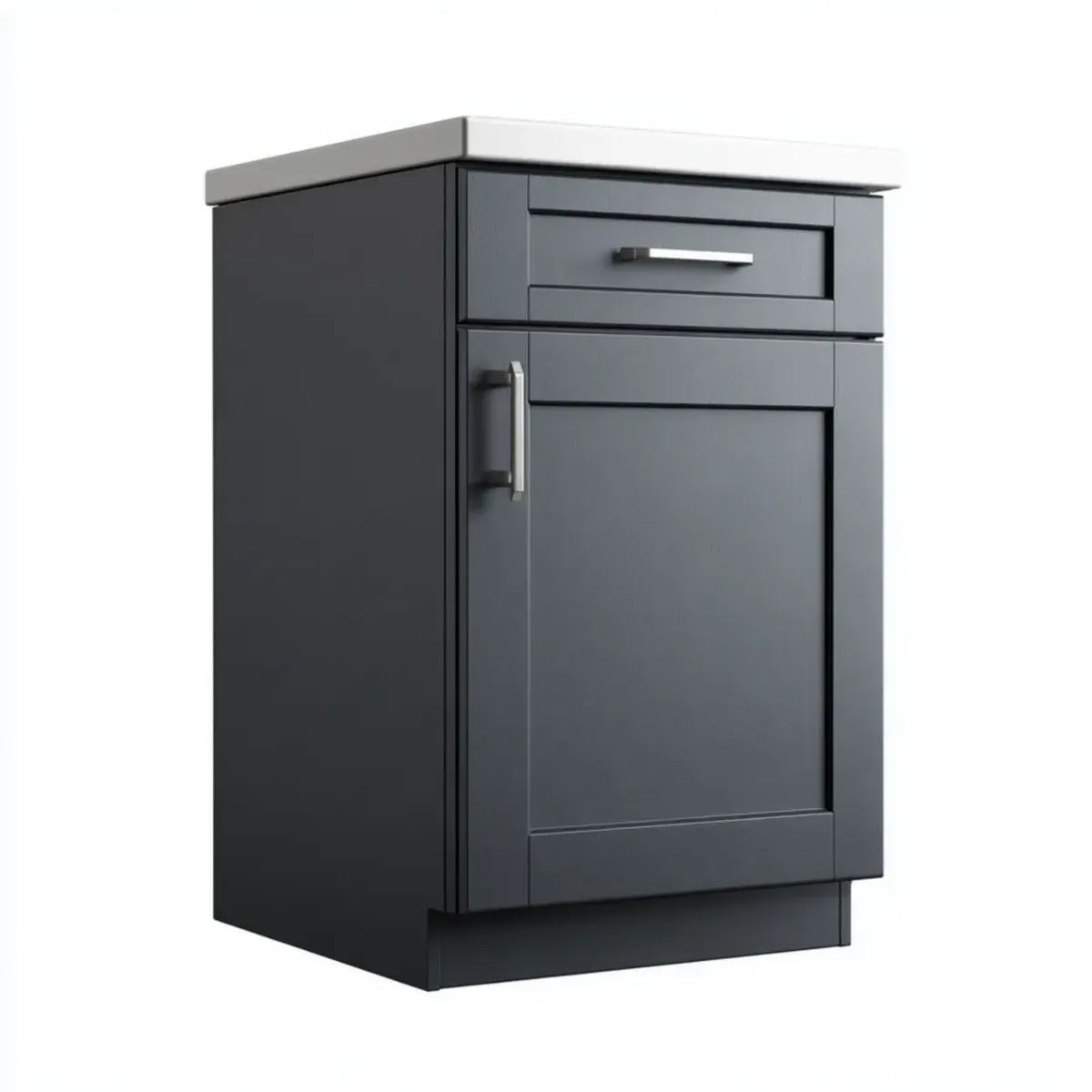 Buffet bas 1 porte 1 tiroir noir et blanc 60 x 60 x 85 cm en panneaux MDF rectangulaire
