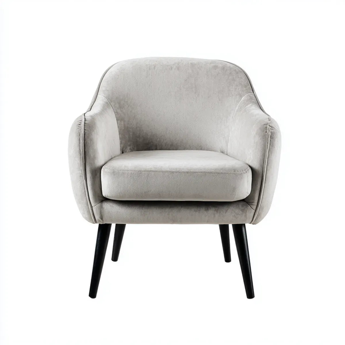 Fauteuil de salon gris largeur 76 cm velours de polyester forme arrondie