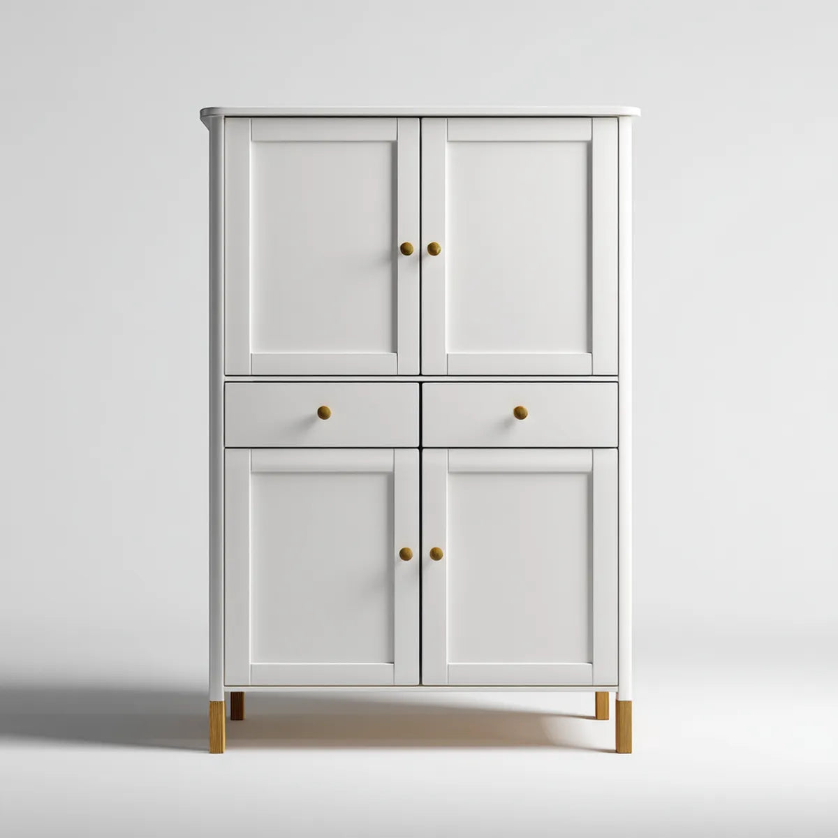 Buffet haut 4 portes 2 tiroirs blanc 100 x 40 x 180 cm en MDF rectangulaire