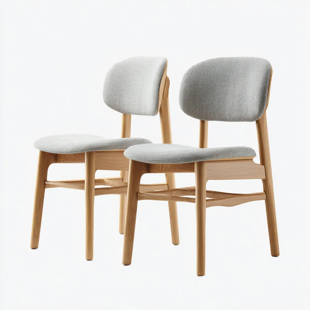 Lot de 2 chaises de salle à manger gris clair en chêne massif avec assise rembourrée 50 x 55 x 78 cm