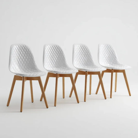 Lot de 4 chaises de salle à manger blanches en polypropylène avec pieds en hêtre massif 46 x 53 x 82 cm