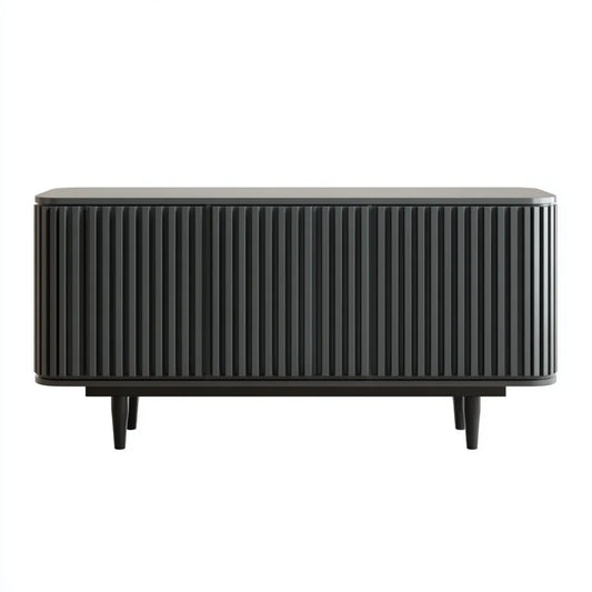 Buffet 4 portes noir 160 x 40 x 75 cm en panneaux MDF rectangulaire