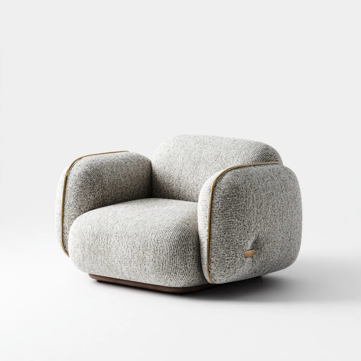 Fauteuil de salon gris clair en polyester bouclette forme arrondie 90 x 88 x 78 cm