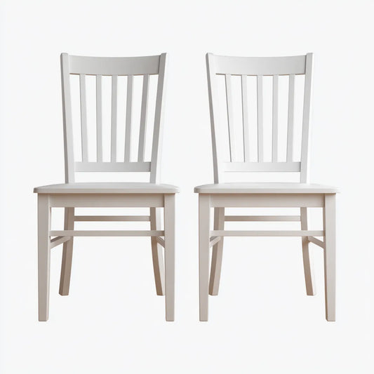 Lot de 2 chaises de salle à manger blanches en bois massif 42 x 47 x 88 cm